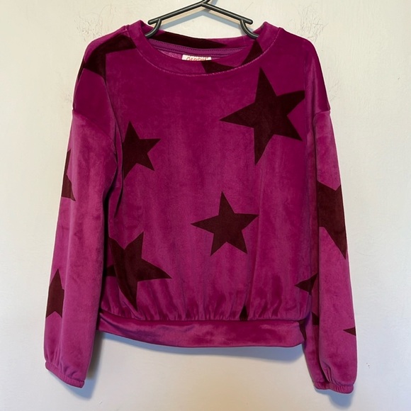 NWOT Cat & Jack Purple Star Print Velour Sweatshirt Top Size XS 4-5 - Picture 1 of 3